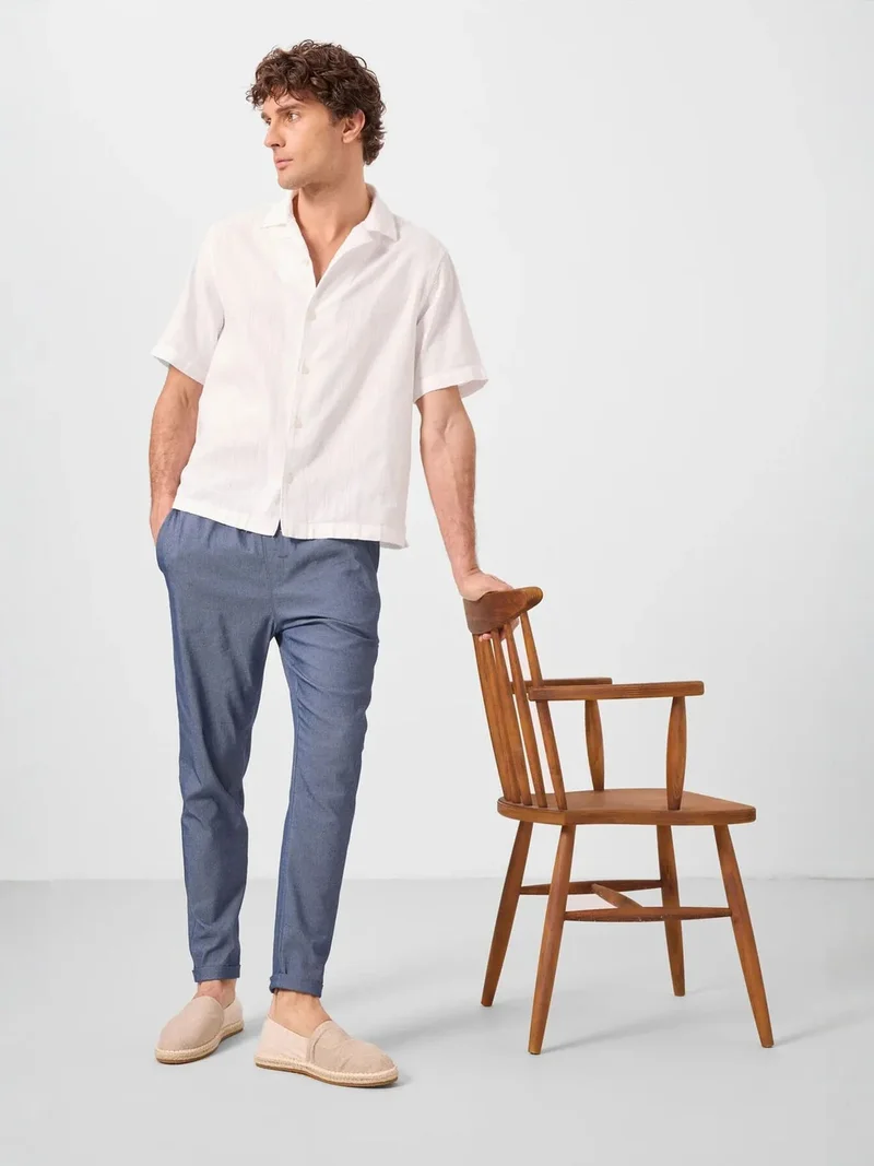 تومي لايف TOMMY Men's Straight-leg Gabardine Chinos
