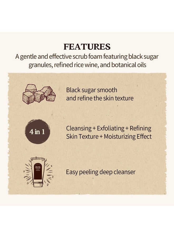 SKIN FOOD since 1957 SKINFOOD Black Sugar Perfect Scrub Foam 180g - Detoxifying Pore Scrubs & Exfoliator Soft & Rich Bubble Facial Foam Cleanser, Removes Dead Skin Cells - Exfoliating Skincare for Men & Women (6.35 oz)  - Image 3