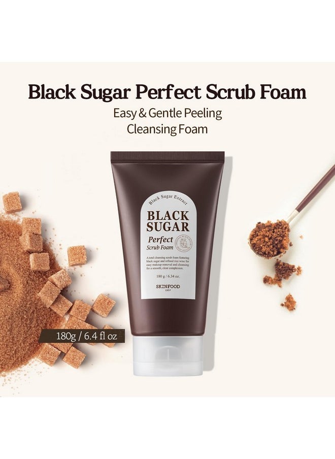SKIN FOOD since 1957 SKINFOOD Black Sugar Perfect Scrub Foam 180g - Detoxifying Pore Scrubs & Exfoliator Soft & Rich Bubble Facial Foam Cleanser, Removes Dead Skin Cells - Exfoliating Skincare for Men & Women (6.35 oz)  - Image 2