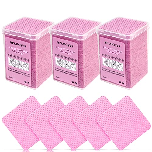 600 PCS Eyelash Extension Glue Lint Free Soft Lash Glue Wipes Nonwoven Fabric Nail Extension Supplies