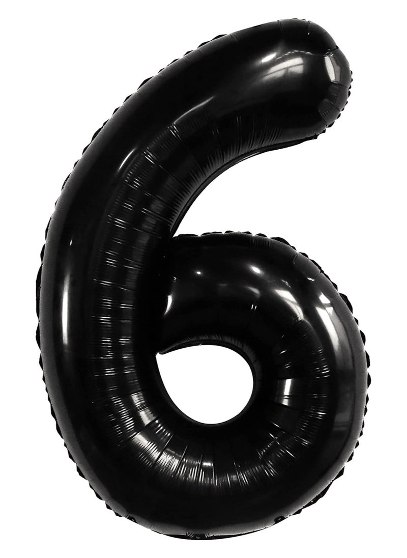 KATCHON Black Number 6 Foil Balloon for 6th Birthday Decoration  - Image 1