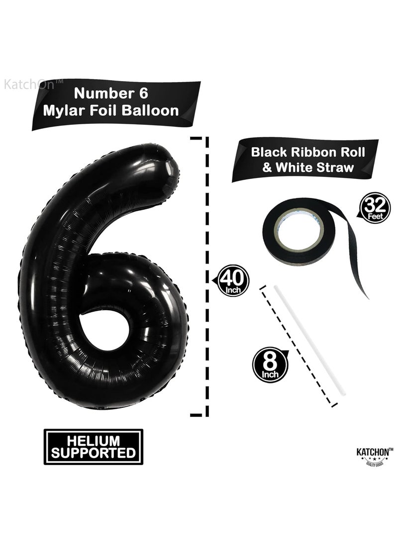 KATCHON Black Number 6 Foil Balloon for 6th Birthday Decoration  - Image 2