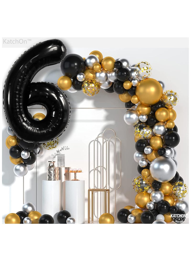 KATCHON Black Number 6 Foil Balloon for 6th Birthday Decoration  - Image 3