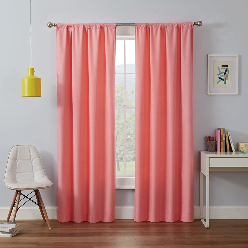 ECLIPSE Kendall Modern Blackout Thermal Rod Pocket Window Curtain for Bedroom or Living Room (1 Panel), 42" x 63", Coral - Image 2