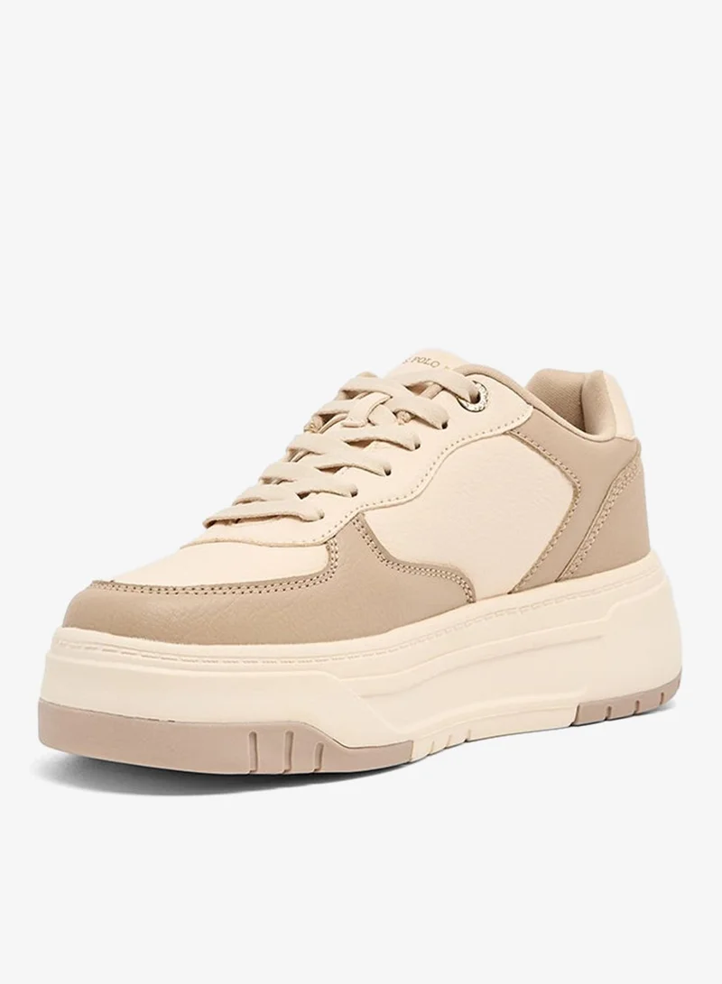 U.S. Polo Assn. BEIGE Women Low Top Comfort Sneakers for Women | Best Price UAE