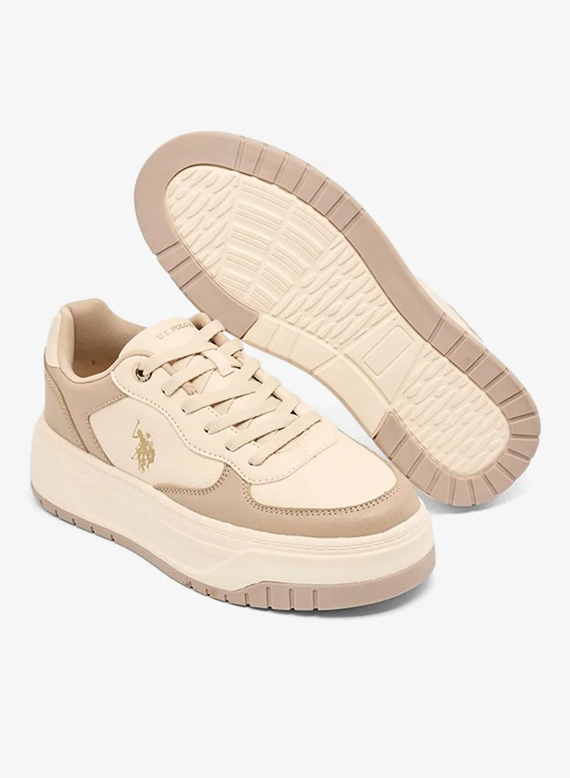 U.S. Polo Assn. BEIGE Women Low Top Comfort Sneakers for Women | Best Price UAE