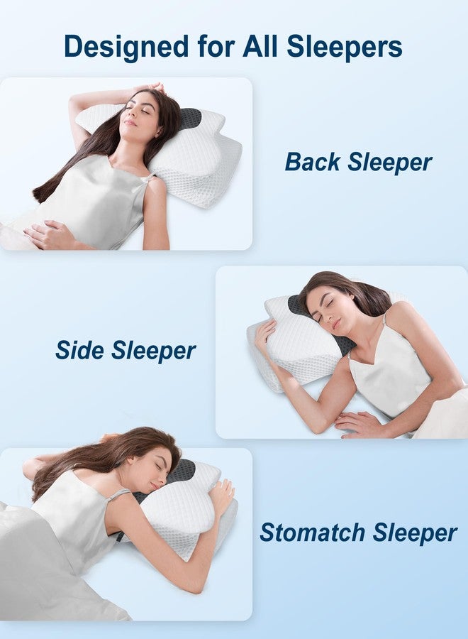 HOMCA Cervical Neck Pillow for Neck Pain Relief, Ergonomic Orthopedic Neck Pillows for Sleeping, Memory Foam Neck Pillow for Back Stomach Side Sleepers with Breathable Pillowcase - Image 5