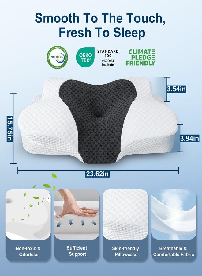 HOMCA Cervical Neck Pillow for Neck Pain Relief, Ergonomic Orthopedic Neck Pillows for Sleeping, Memory Foam Neck Pillow for Back Stomach Side Sleepers with Breathable Pillowcase - Image 3
