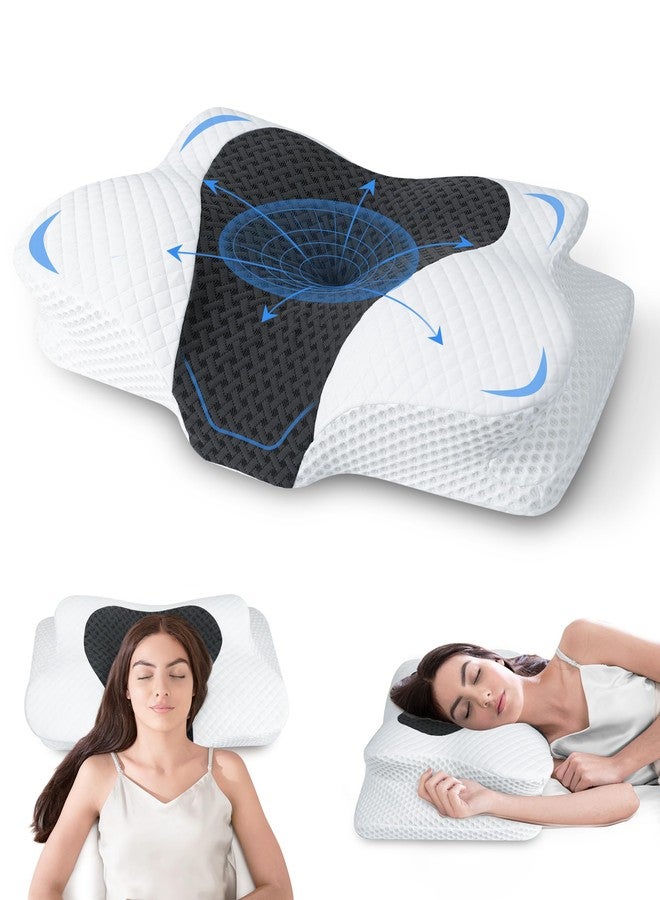 HOMCA Cervical Neck Pillow for Neck Pain Relief, Ergonomic Orthopedic Neck Pillows for Sleeping, Memory Foam Neck Pillow for Back Stomach Side Sleepers with Breathable Pillowcase - Image 1