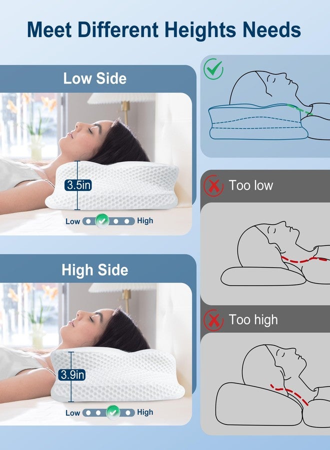 HOMCA Cervical Neck Pillow for Neck Pain Relief, Ergonomic Orthopedic Neck Pillows for Sleeping, Memory Foam Neck Pillow for Back Stomach Side Sleepers with Breathable Pillowcase - Image 4
