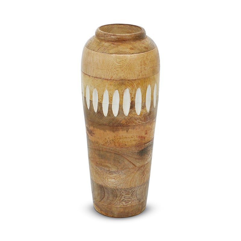 Rajiv Large Wood Vase Natural Whitewash 12 x 35 x 25  Mango Wood Large Decorative Vase for Living Room Bedroom Coffee Table  More  Handmade Flower  Elegant  Beautiful Home Decorations