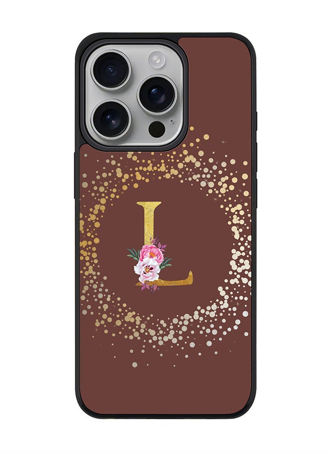 Stylizedd For iPhone 16 Pro Case [Compatible with MagSafe] Slim Magnetic cover Phone Case iPhone 16 Pro -Custom Monogram Floral - L (Brown ) - Image 1