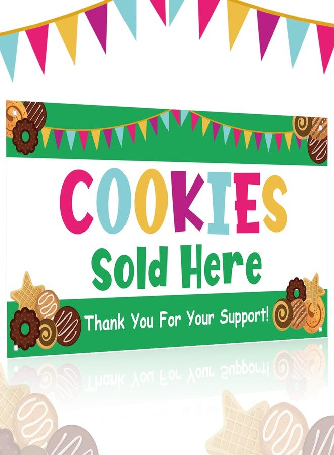 Oudain 3 x 6 ft Cookies Sold Here Sign Sale Banner Green Cookies Spring for Girls Indoor Outdoor Business Restaurant Advertising Banner - Image 1