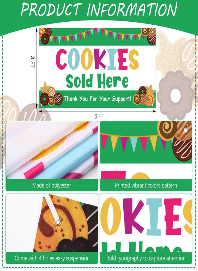 Oudain 3 x 6 ft Cookies Sold Here Sign Sale Banner Green Cookies Spring for Girls Indoor Outdoor Business Restaurant Advertising Banner - Image 2
