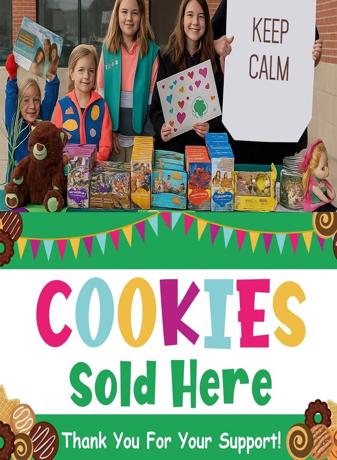 Oudain 3 x 6 ft Cookies Sold Here Sign Sale Banner Green Cookies Spring for Girls Indoor Outdoor Business Restaurant Advertising Banner - Image 5