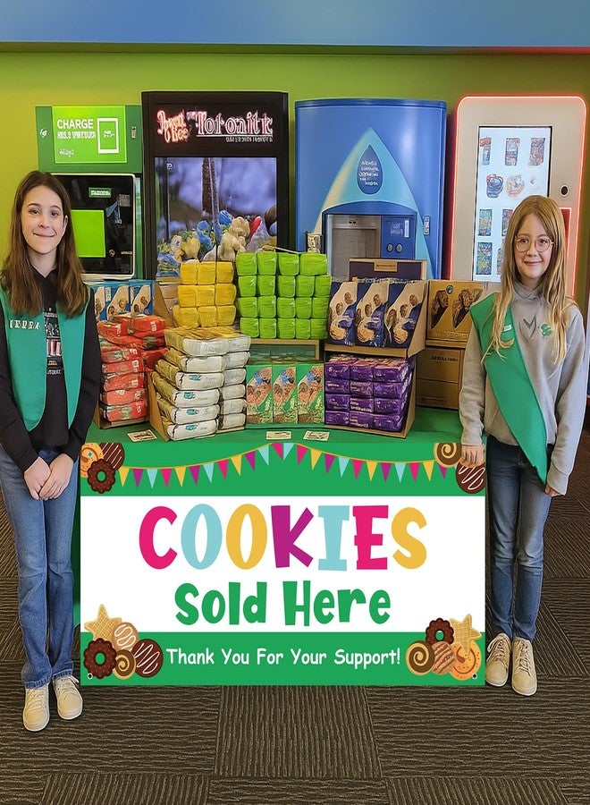 Oudain 3 x 6 ft Cookies Sold Here Sign Sale Banner Green Cookies Spring for Girls Indoor Outdoor Business Restaurant Advertising Banner - Image 4