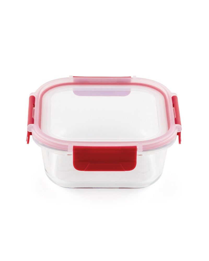 DUBBLIN Lock Me Up Glass Heat Resistant Borosilicate Glass Container 800ml - Square, Clear | Oven, Freezer & Microwave Safe Storage Solution (1 Piece) - Image 4