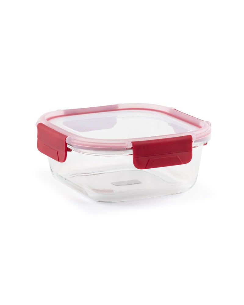 DUBBLIN Lock Me Up Glass Heat Resistant Borosilicate Glass Container 800ml - Square, Clear | Oven, Freezer & Microwave Safe Storage Solution (1 Piece) - Image 5