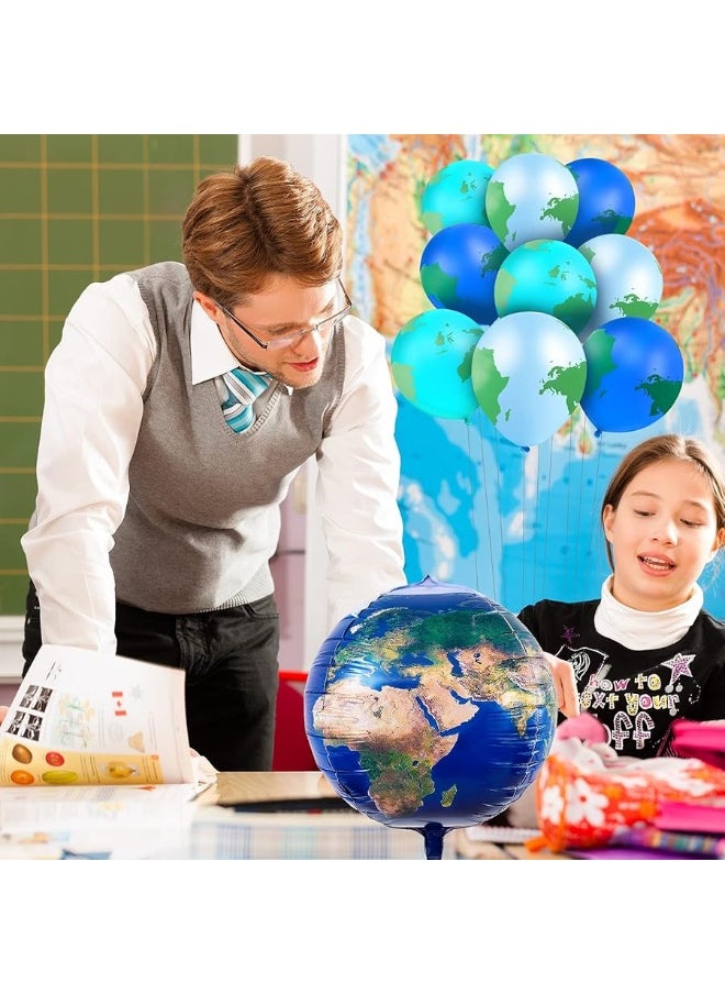 Zhanmai 48 Earth Balloons Set Include 8 Pieces 22 Inch Planet Balloon Global Balloon 40 Pieces 12 Inch World Map Latex Balloon Garland for Travel Theme Space Theme Party Earth Day Decoration Teaching Supplies  - Image 1