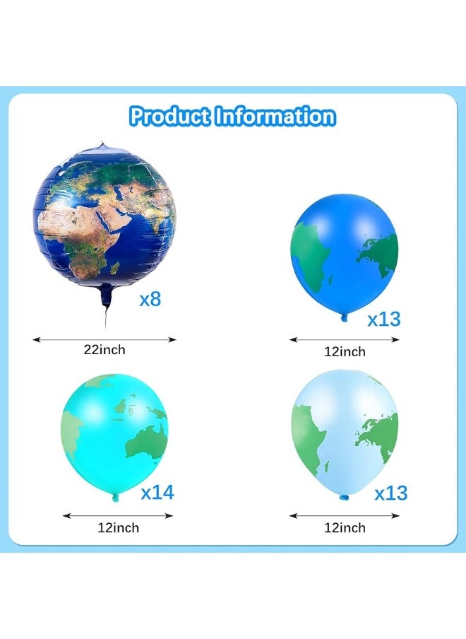 Zhanmai 48 Earth Balloons Set Include 8 Pieces 22 Inch Planet Balloon Global Balloon 40 Pieces 12 Inch World Map Latex Balloon Garland for Travel Theme Space Theme Party Earth Day Decoration Teaching Supplies  - Image 4