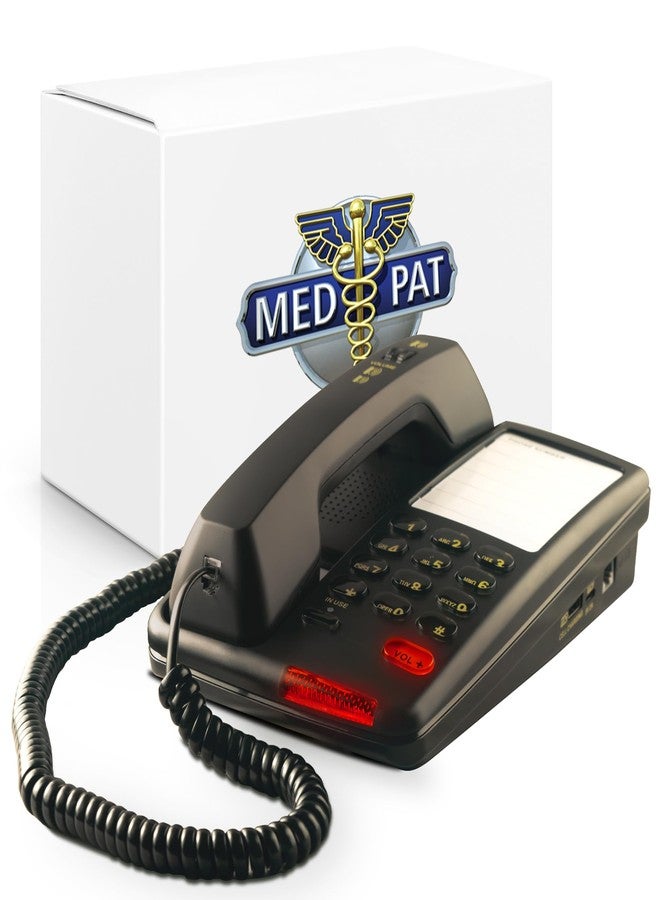 Med-Pat D520U Console Corded Landline Phone with USB-A & USB-C Charging - Hearing Aid Compatible & Clear Calls - Accessibility for Vision Impaired - Seniors, Hospital, Hotel, Office Telephone - Black - Image 1