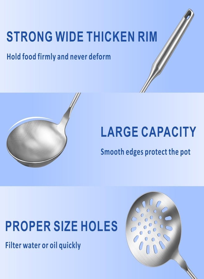 يمي أدوات طهي ووك من الفولاذ الكربوني والفولاذ المقاوم للصدأ، طقم ملاعق ووك من 3 قطع، طقم أدوات ووك احترافي، مقبض مقاوم للحرارة، مغرفة، مغرفة شوربة، هدية مثالية - Image 4