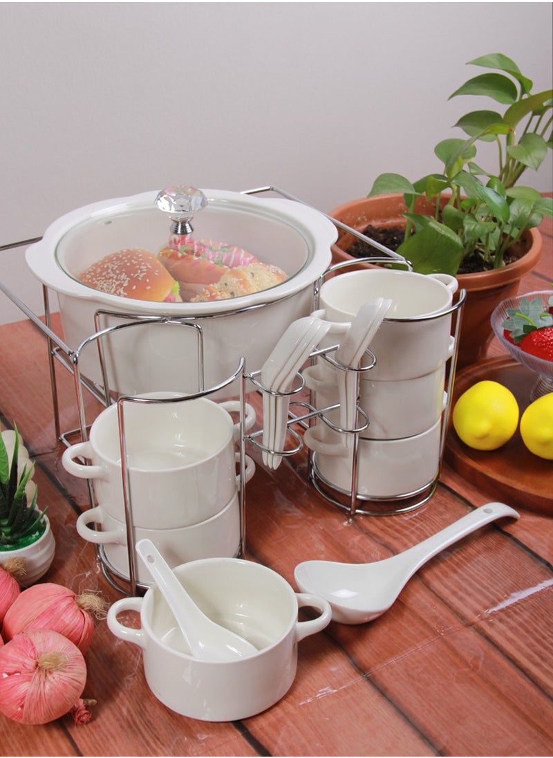 Generic Soup Set With Serving Bowls And Spoons  - Image 1