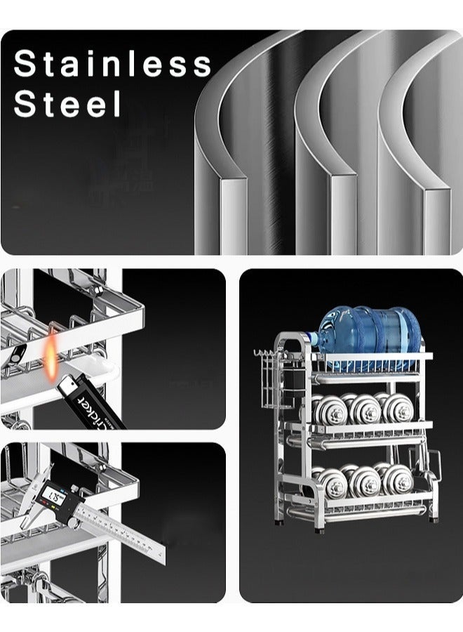 رف تجفيف الأطباق ، رف طبق من الفولاذ المقاوم للصدأ لعداد المطبخ ، 3 طبقات تجفيف طبق المطبخ مع حامل أواني ، 43*23.5*59.8 سم منظمي المطبخ ورف الخزنة ، صرف صدر كبير السعة. - Image 5