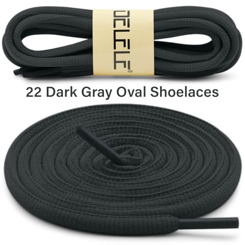 DELELE Oval Athletic Shoelaces Half Round Shoe Laces Dark Gray 2 Pair 47.24" - Image 2