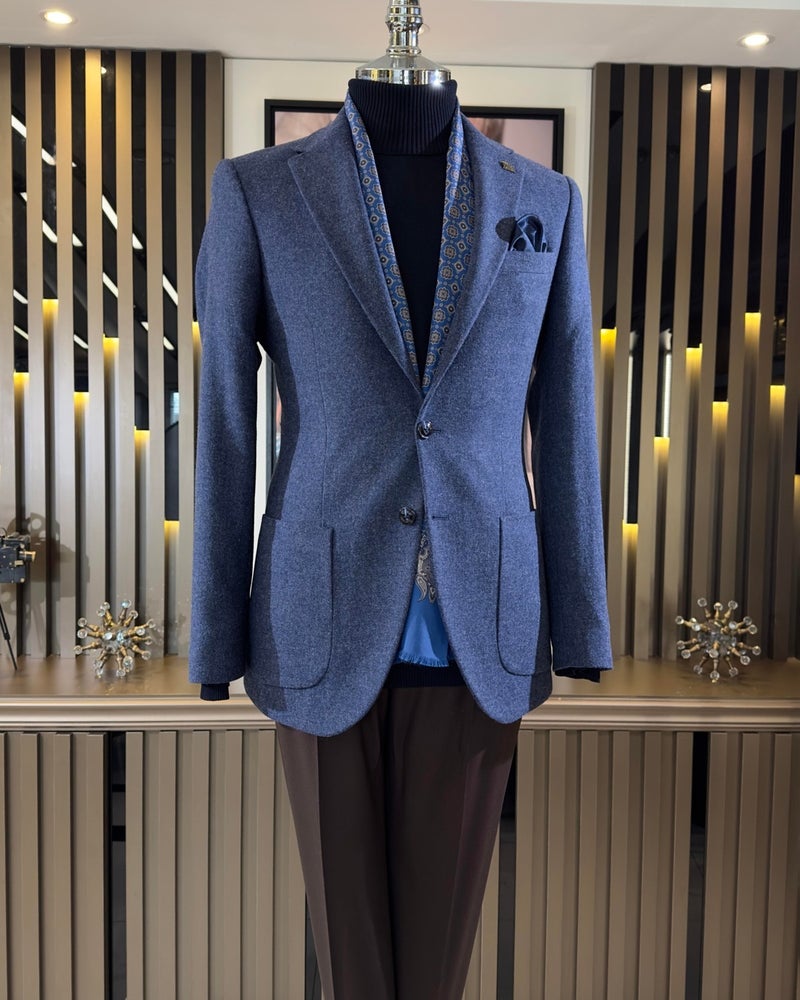Terzi Adem Altun Terziademaltun Italian Style Slim Fit Mono Collar Cashmere Men's Jacket Camel T10926 - Image 1