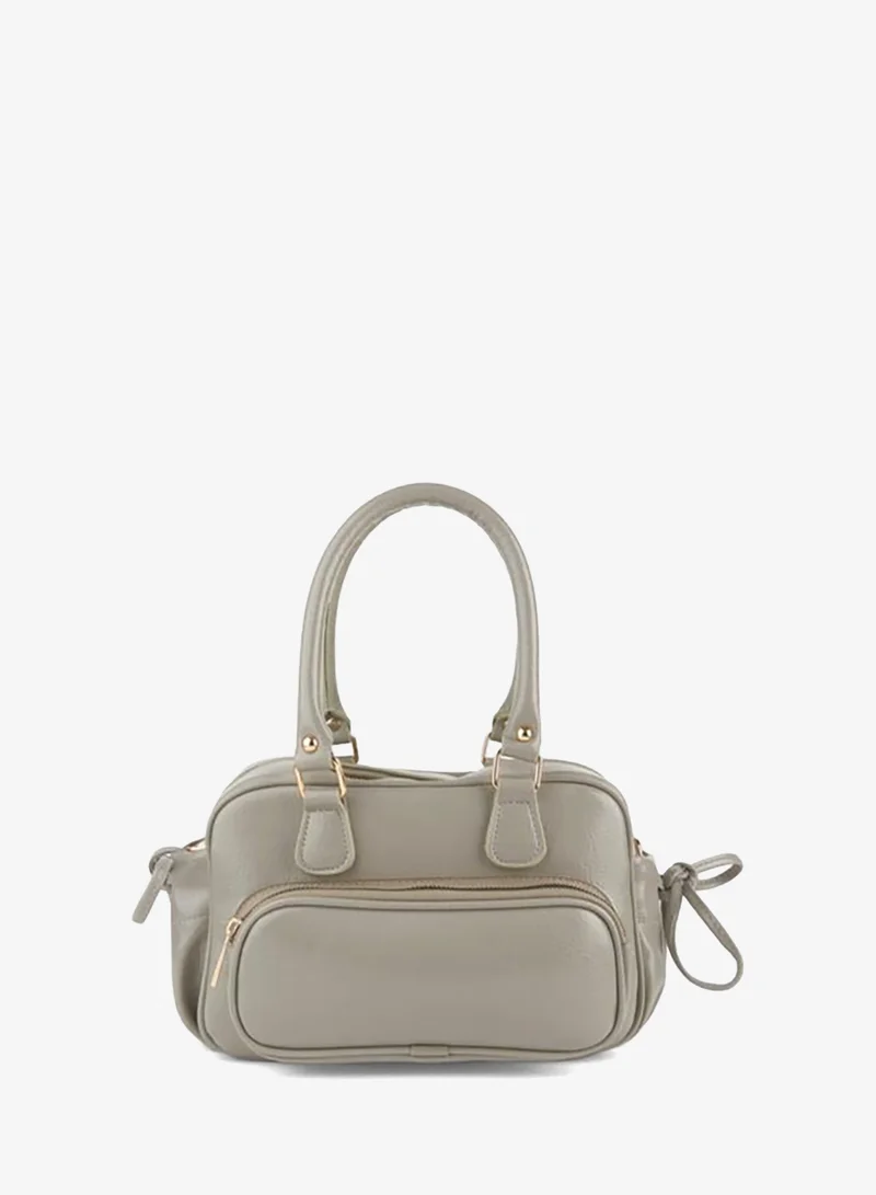 Women's Mila Dark Çağla Crinkled Shiny Faux Leather Zipper Closure Strap Hand, Arm and Shoulder Bag.