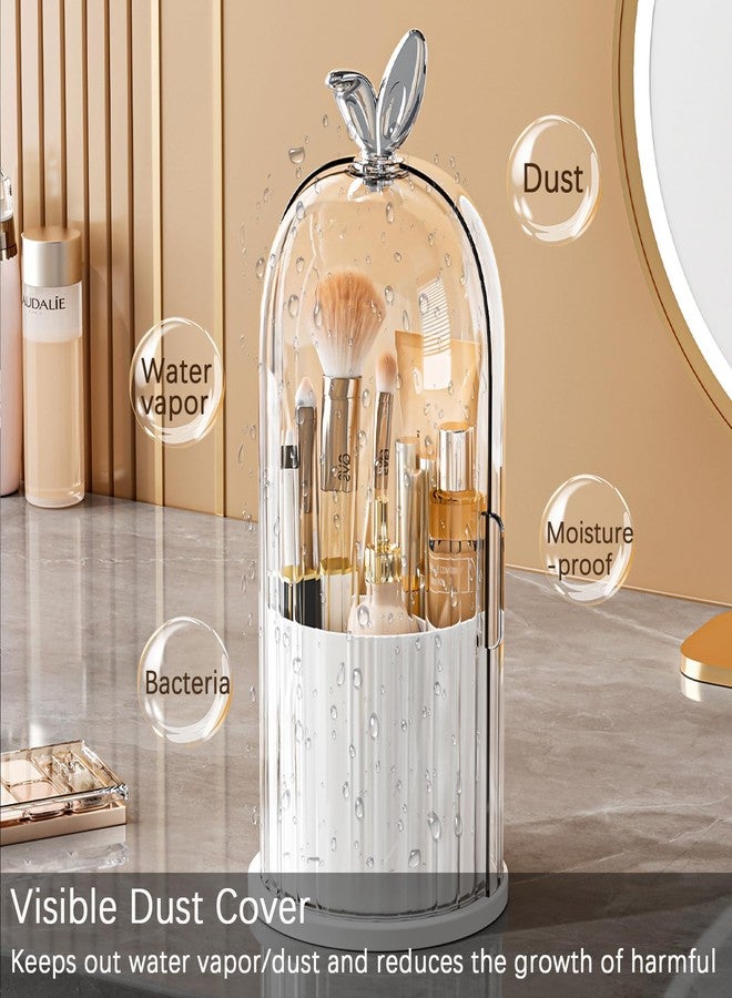 Wekity Toothbrush Holder with Sliding Lid, Toothbrush Holders for Bathrooms,360° Rotating Makeup Brush Storage Rack - Waterproof and Dustproof, Toothbrush Toothpaste Holder Beauty Brush (Pink) - Image 4
