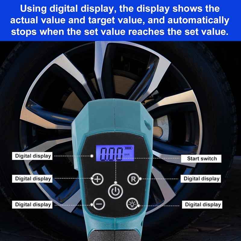 Heimerdinger LB126 Cordless Tire Inflator - 120W Digital Air Pump, 120PSI, 18V, Dual Power Mode - Image 5