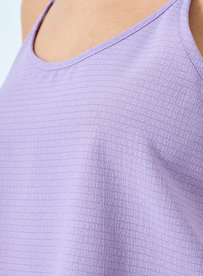 Take Two Lilac Textured Cami and Floral Pyjama Set - Image 3