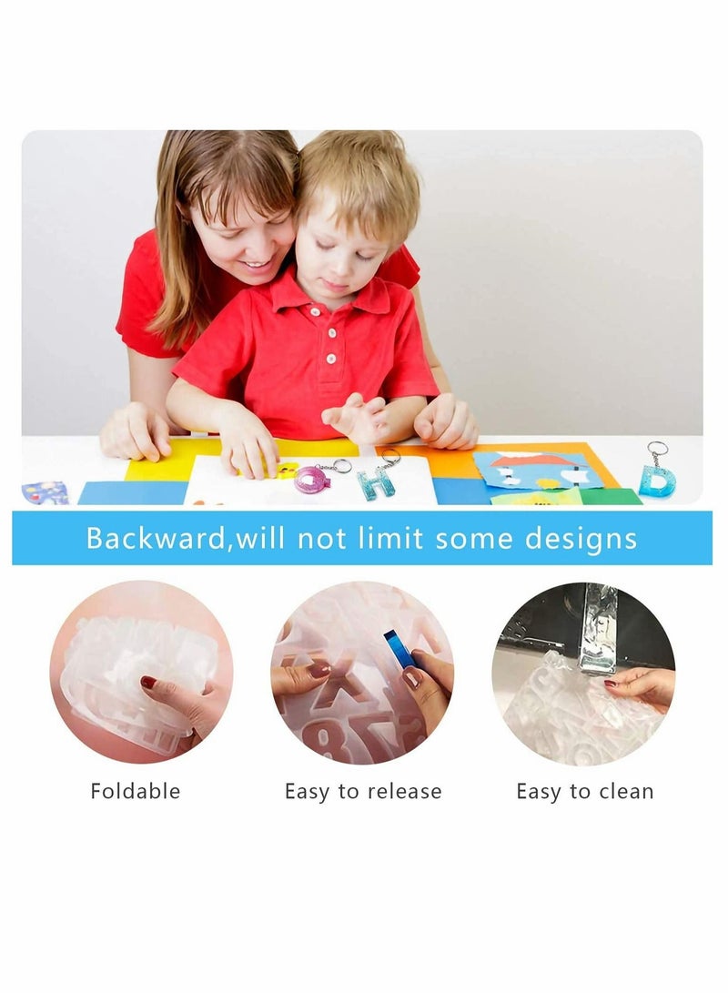 KASTWAVE Alphabet Resin Casting Mold, Reversed Letter & Number Epoxy Casting Mold Set Jewelry Molds for Resin Casting with Keychain Tassels and Pin Vise Set - Image 5