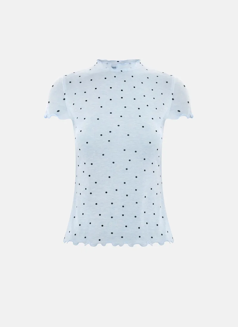 Lichi Polka dot T-shirt with ruffled edges