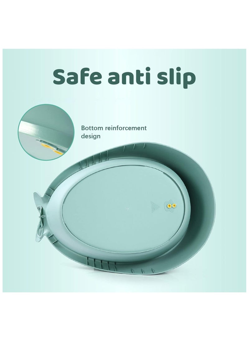 Infant Bath Tub with Safety Mesh Lining - Portable Non-Slip Design, Quick-Dry Net & Drain Plug for Newborn to Toddler (0-6 Years)