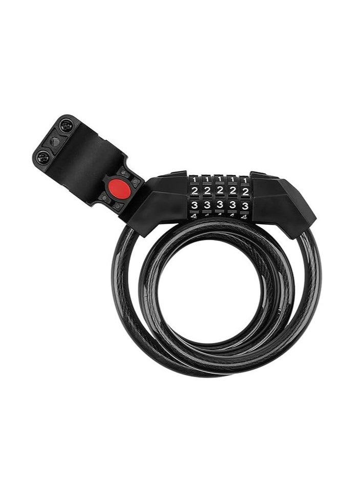 Winner Sky Bike Lock Cable, 1.2M 5-Digit Code Bicycle Lock Coiling Resettable Combination Bike Locks Anti Theft Cycling Password Lock For Bikes And Scooters 