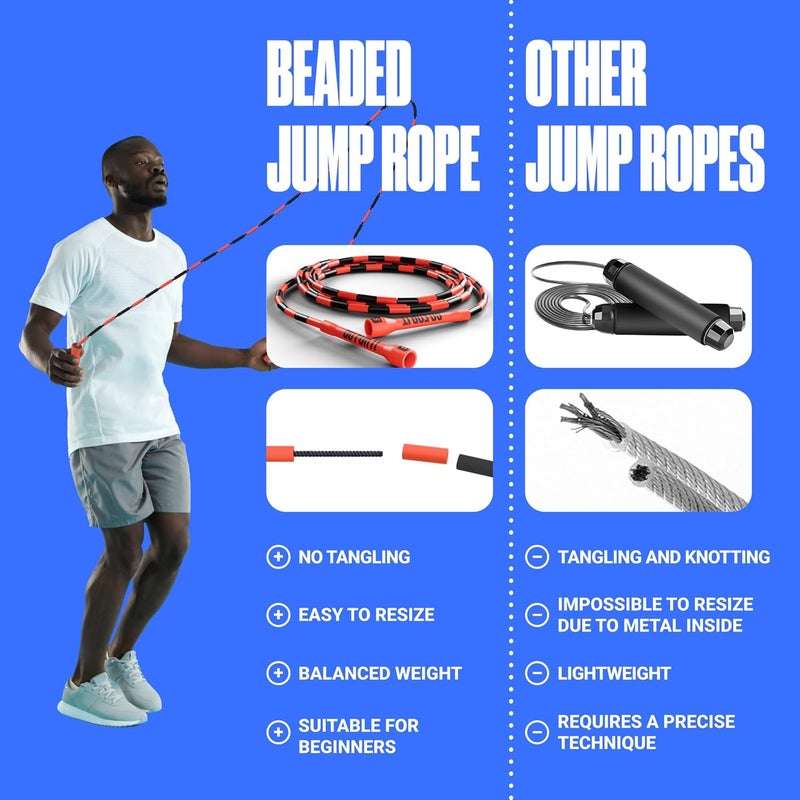 sportbit Elite Beaded Jump Rope – Adjustable for Kids u0026 Adults, Durable Fitness Skipping Rope for Cardio, Gym, Home u0026 Outdoor Workouts - Image 5