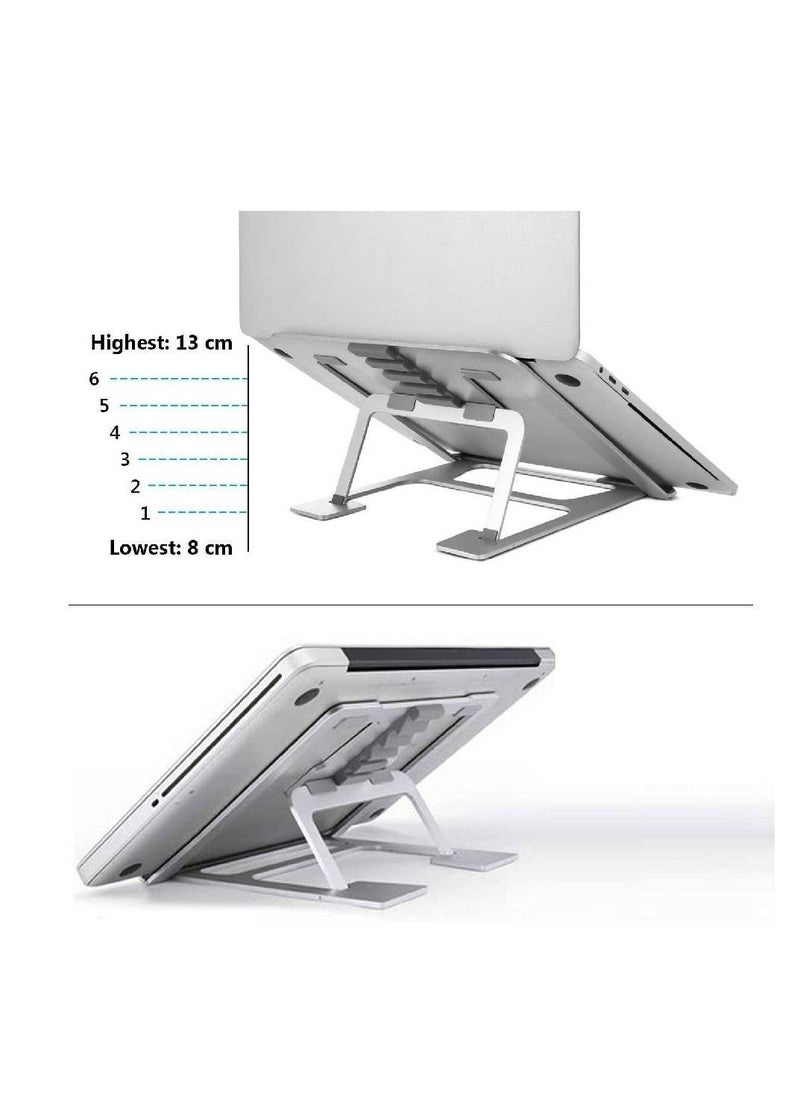 GENNEXT 6 levels Adjustable Aluminum Laptop Stand, Portable & Foldable Laptop Holder Compatible with MacBook Pro, All Notebooks, Apple Laptop Stand with Anti-Slip Silicone Pad  - Image 3