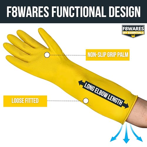 F8WARES Pack of 2 16-Inch Long Rubber Gloves for Cleaning, Washing Utensils, Gardening, Dishwashing, Kitchen and Bathroom Use - Image 3