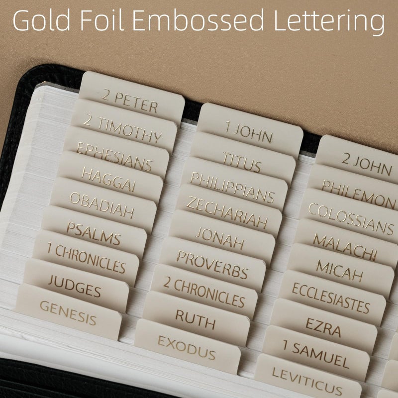 UPAFEXXI-Laminated Bible Tabs with Book Summaries(Gold Foil Embossed Lettering), Bible Tabs for Women and Men, Reposition Large Print Stickers, Easy to Read, 80Chapters Labels for Easy Navigation - Image 3