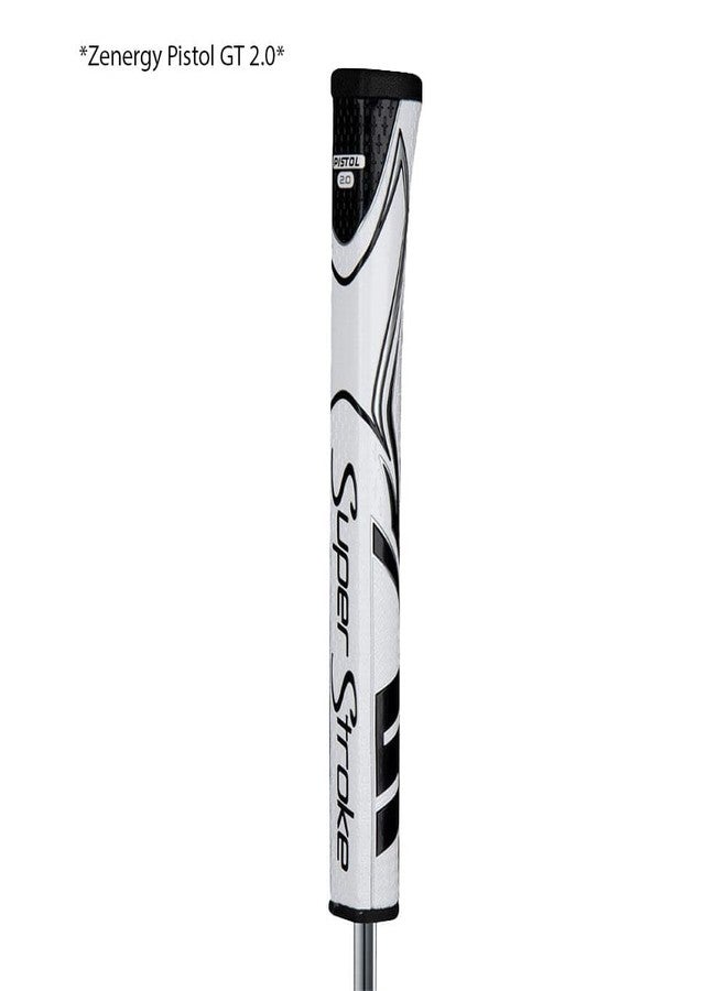Super Stroke SuperStroke Zenergy Pistol 2.0 Golf Putter Grip with No Taper Enhanced SPYNE Technology, New Multi-Zone Texturing and Tech-Port, White/Black - Image 2