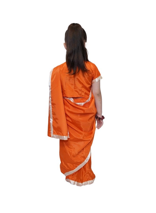 Kaku Fancy Dresses Silk Vanvasi Seeta Sita Saree Costume For Ramleela/Dussehra/Mythological Character Costume -Orange, 7-8 Years, For Girls - Image 5