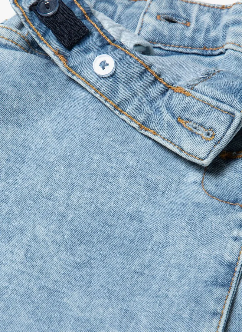 MINOTI Girls Denim Skirt with Front Buttons and Washed Finish