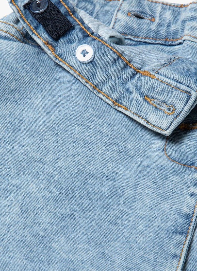 MINOTI Girls Denim Skirt with Front Buttons and Washed Finish  - Image 4