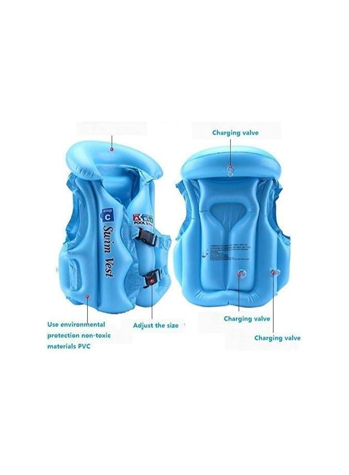 Kids Safety Life Jacket – Adjustable & Inflatable Swimming Vest – Blue - Image 4