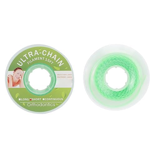 ANNWAH Dental Colorful Orthodontic Braces Rubber ChainsDental Rubber Chains for Braces Power Chains for Orthodontic TreatmentLongGreen 14