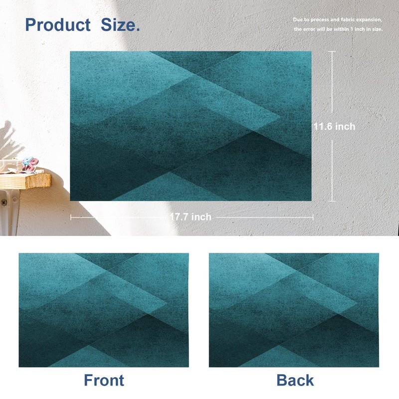 Batmerry Teal Blue Black Placemats  Blue Vintage Background Texture Pattern Woven Burlap Modern Placemats for Dining Table Kitchen Table Round Table Farmhouse Wedding Outdoor Indoor Set of 4 - Image 4