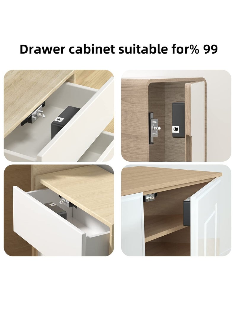 SOLARAE Electronic Cabinet Lock Kid Hidden Drawer Locks for Children Hidden DIY Cabinet Lock with Slide Latch Lock for Double Door Cabinet Drawer Wooden Cupboard - Image 3